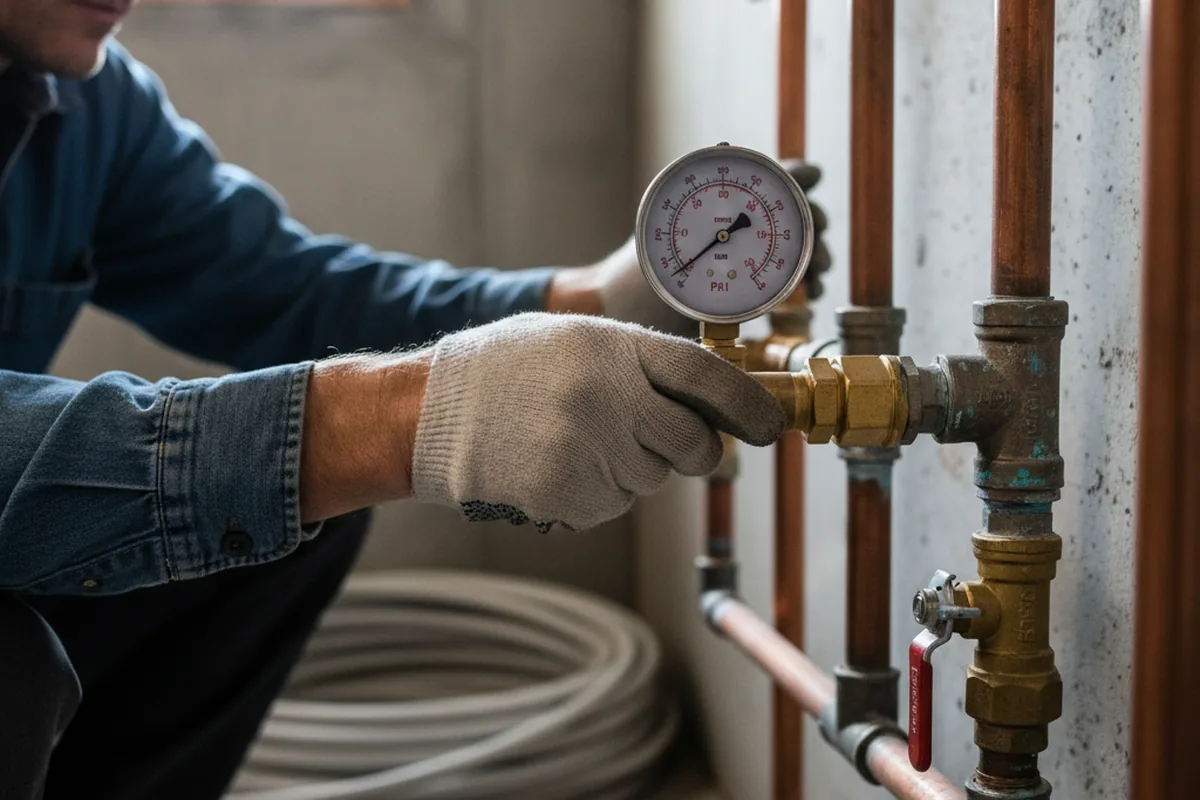 Pressure testing a repaired line during Water Line Repair in Naples